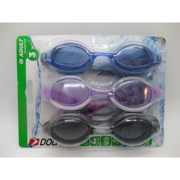 DOLFINO ADULT PACESETTER SWIM GOGGLES 3 PACK Swimming Pool - Picture 1 of 4